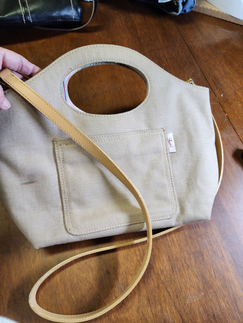 Vintage Fossil Canvas Handbag With Crossbody